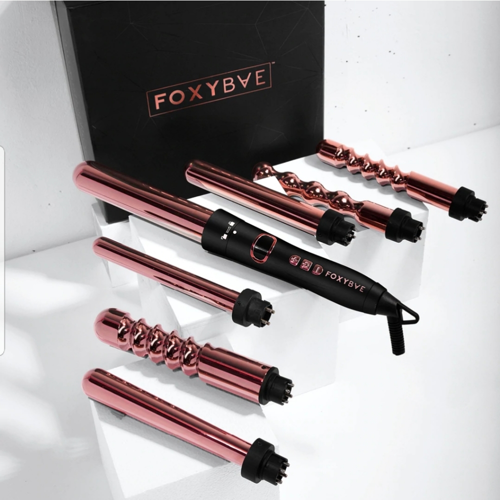 Foxybae 7-in-1 Rose Gold Titanium Curling Wand set